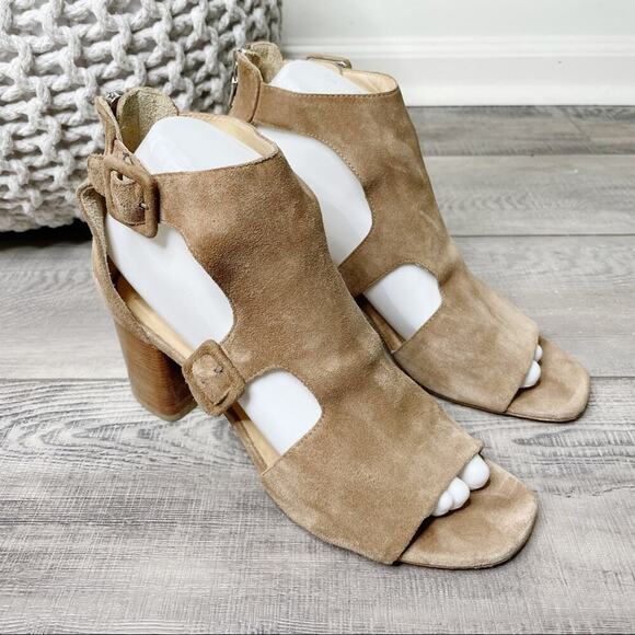 rag & bone Shoes - Rag & Bone Matteo Suede Double Buckle Block Heel Sandals Mineral Brown Size 38